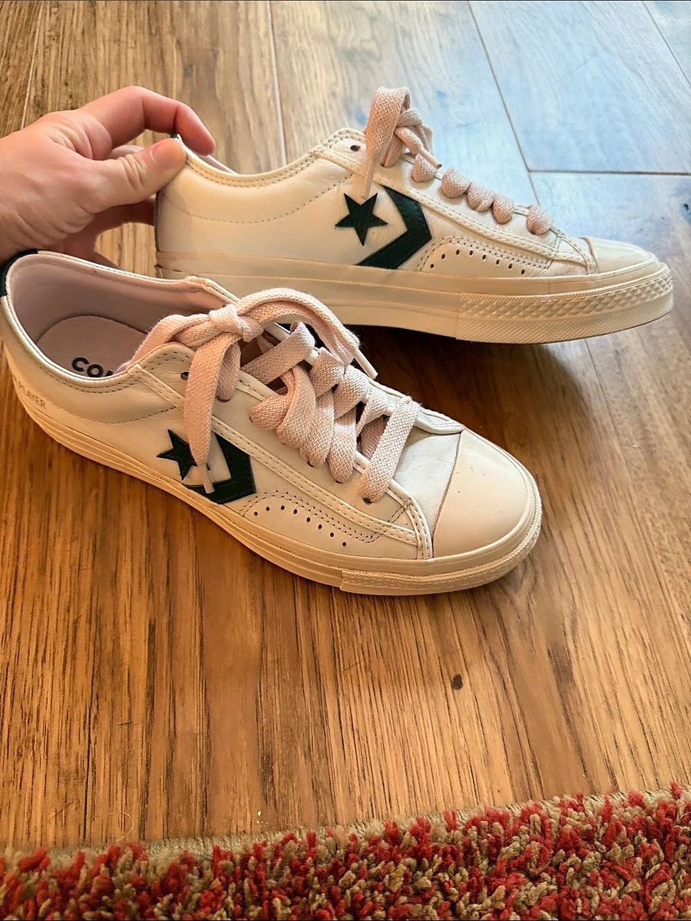 Converse Star Player Leather Sneakers US 8.5 Cream & Pink